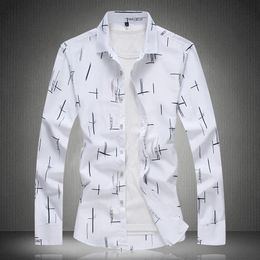 Men Shirts Long Sleeve Summer Print Shirt 2020 Mens Dress Shirts Casual Fashion White Blue Plus Size M- 4XL 5XL 6XL 7XL #3013256A