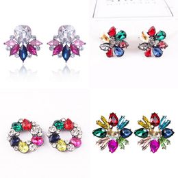 Stud Earrings LUBOV Beautiful Jewelry Multiple Colors Crystal Flower Rhinestone Piercing Women Christmas Party