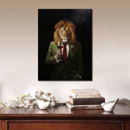Animal Lion Portrait A Loyal Servant Oil Painting Print on Canvas Poster for Retro Victorian Style House Wall Decor