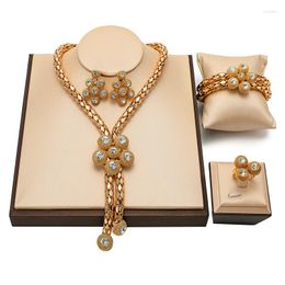 Necklace Earrings Set High Quality Jewelry Woman 18K Gold Plated Bracelet Ring Wedding Jewellry Accessories