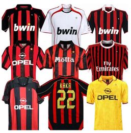 Retro AC Milan Camisa de Futebol 1990 2000 2006 2007 2009 2010 2012 2014 Milan Camisa de Futebol Gullit 1988 96 97 Van Basten Kaka Inzaghi Ronaldinho Vintage Classics Jerseys