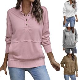 Women's Hoodies Christmas Hooded Sweatshirts Women Colla Jumpsuits Solid Color Pocket Patchwork Design Athletic Quarter Zip
