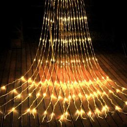 LED Strings Party Christmas LED 3X2/3X3M Waterfall Curtain Icicle String Lights Meteor Shower Garland Fairy Lights for Wedding Party Garden Decor HKD230919