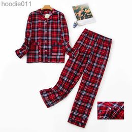 Women's Sleepwear Plus Size S-XXXL Sleepwear Women's Pyjamas Set Ladies Warm Flannel Cotton Home Wear Suit Autumn Winter Plaid Print Pyjamas Sleep L23019