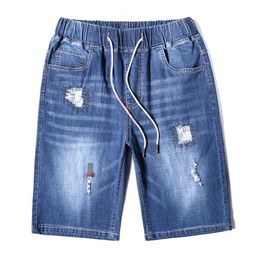 Men's Jeans Large Size Blue Pants Elastic Waist Big 10XL Summer Denim Cotton Shorts Stretch Casual Clothing Man Short204E