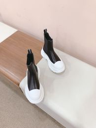 Stylishbox ~ alta qualità! unisex 40/41/43/44/45 STIVALI CORTI NERO/bianco/2 toni PELLE DI VITELLO vera PELLE punta in gomma con plateau SCARPE casual slip on da ragazzo