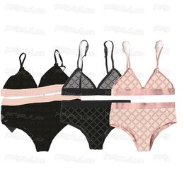 Diamond Letters Womens Underwear Tulle Lace Bra Briefs Sets Sexy Summer Seamless Lingerie Alphabet Embroidered Bras Panties299L