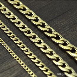 Never fade Stainless steel Figaro Chain Necklace 4 Sizes Men Jewellery 18K Real Yellow Gold Plated 9mm Chain Necklaces for Women Men2734