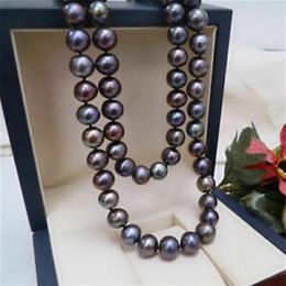 45cm Nouveau collier de perles noires de tahiti AAA naturel 9-10mm272m