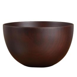 Bowls Natural Wood Round Bowl Handmade Craft Tableware Fruit Rice Kitchen Drop Delivery Otjo3