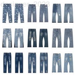 Men's Jeans Designer Mens High Quality Splash Ink Micro Flared Cool Luxury Denim Sweat Depts Pant Distressed Ripped Black Blue purple jeans UGOS