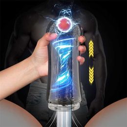 Sex Toy Massager Automatic Artificial Cunt Cup Transparent Silicone Soft Vibrations Blowjob Suction Machine Vagina Adult Goods for Men