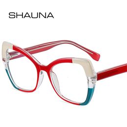 Blue Light Blocking Glasses SHAUNA Retro TR90 Cat Eye Women Glasses Frame Clear Anti-blue Light Men Optical Spring Hinge Colourful Eyeglasses Frames 230918