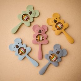 Mobiles# 5PCS Silicone Rattle Baby Cartoon Koala Elephant Handbells Toy BPA Free Teething Kids Educational Toys Infant Chewable Baby Toys 230919