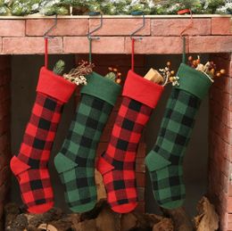 Knit Christmas Stockings Personalised Christmas Stocking Plaid Xmas Stocking Indoor Christmas decorations Wholesale