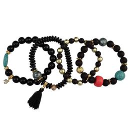 idealway Charming Multilayer 4 Pcs set Handmade Strength Beaded Bracelet Energy Waist Bracelet Set 3 Colors207q