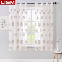 Curtain LISM Modern Embroidered Tulle Short Sheer Curtains for Living Room Kitchen Half Window Voile Bedroom Drapes Home Decor 230919
