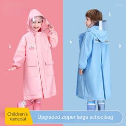 Raincoats Children's Raincoat EVA Non Disposable With Schoolbag Position Boys And Girls Cartoon Baby School Poncho
