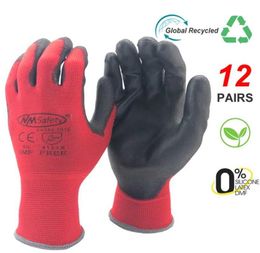 24 шт., 12 пар профессиональных рабочих защитных перчаток, мужские строительные женские садовые красные нейлоновые перчатки для бега 2112296877322