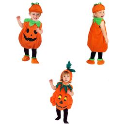 Rompers Baby Girls Boys Halloween Pumpkin Costume Sleeveless Top with Hat Outfits 2Pcs Holiday Party Cosplay Dress Costumes 230919