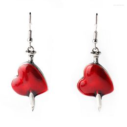 Dangle Earrings Vampire Heart Romantic For Women Swrod Cross Red Lady Ear Jewellery Brincos Prop