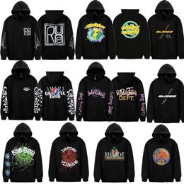 Men's Hoodies Sweatshirts Designer Fashion Clothing Rhude Seal Cracked Letter Smiling Face Spring and Autumn Sweater Women's Trendy Brand New Plush Hoodie