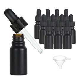 Storage Bottles Jars 12Pcs Black Coated Dropper Bottle Essential Oil Glass Liquid 10Ml Drop For Mas Pipette Refillable Delivery Home G Dhptv