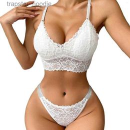 Bras Sets Bras Sets Women Underwire Lingerie Set Two Piece Underwear Lace Rhinestone Stockings For L230919