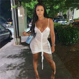 Casual Dresses Women's Sexy Mesh Deep V-neck Ladies Suspenders See-through Dress Erotic Exotic Lingerie Pyjamas Underwear