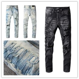 Luxurys Designer Mens Jeans Latest Listing Strips Letter Denim Pants Fashion Ripped Casual Homme Male Hole Trousers Size W29-40222y