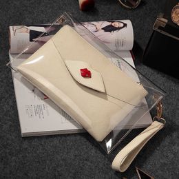 2022 New Women's Bag PVC Transparent Lip Bag Handheld Envelope Bun Mother Single Shoulder Oblique Straddle Small Bag 230919
