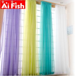 Curtain European and American style white Window Screening Solid Door Curtains Drape Panel Sheer Tulle For Living Room AP184#340 230919