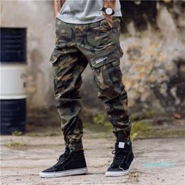 -Fashion Mens Camouflage Jogging Pants Zipper Overalls Beam Foot Trousers Irregular Pants Hip Hop Mens Stylist Pants230y