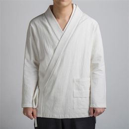 Tang Suit 2019 Autumn Chinese Style Cardigan Bandage Shirts Hanfu Vintage New Year Traditional Chinese Clothing for Men Tai Chi321f