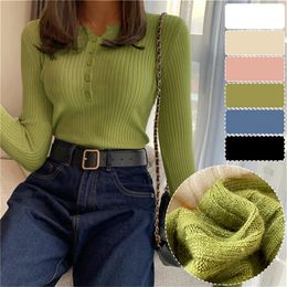 Women's Sweaters Women Sweaters Cute Button Up O-Neck Long Sleeve Pullovers Autumn Knitted Bottoming Shirts Korean Single Breasted Undercoat Tops 230919