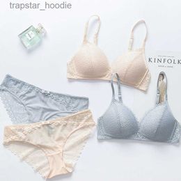 Bras Sets OranriTing Girl's Japanese Triangle Cup Thin Lace Lingerie Set Deep V Seamless Bralette Brief Sexy Women Underwear Set Y200115 L230919