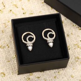 2022 Top quality Charm round shape stud earring with diamond and nature sell in two designs for women wedding Jewellery gift have bo244S