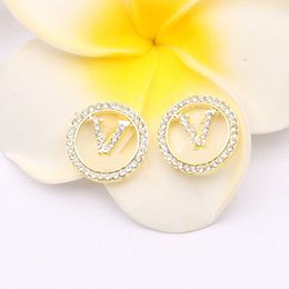 Earring Letter V Designer Brand Stud Diamond Earrings Jewlery Women Wedding Party Gift s