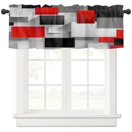 Curtain Geometric Red Black Gray Solid Abstract Short Curtains Kitchen Cafe Wine Cabinet Wardrobe Window Small Home Decor