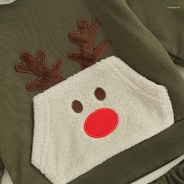 Clothing Sets Toddler Boy Girl Christmas Clothes Deer Print Long Sleeve Pocket Hoodies Pullover Elastic Waist Pants 2Pcs Warm Outfit