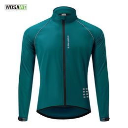 Cycling Jackets WOSAWE Reflective Men's Cycling Jackets Windproof Riding Bicycle Clothing Windbreaker Outdoor Sports Running MTB Bike Mesh Vest 230919