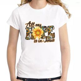 Women's T Shirts All My Hope Is In Jesus Sunflower Flower Print Aesthetic Clothes Fashion 90s Harajuku T-shirt American Style Streetwear