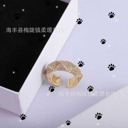 Simple and high-end full of diamond Huajia brass material stylish and adjustable gold ring opening