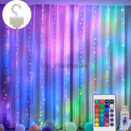 LED Strings Party 16 Colour LED Curtain String Lights Garland Fairy Light Remote Control Christmas Outdoor Wedding Decoration Lamp Holiday Lighting HKD230919