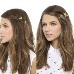 Hair Clips European And American Style Accessories Sweet Gold Pentagonal Star Hairpin Word Clip Edge