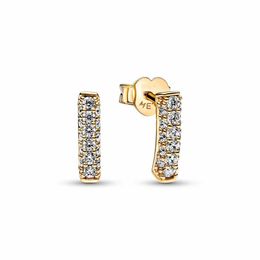 Authentic Timeless Pave Single-row Bar Stud Earrings S925 Sterling Silve Fine Jewelry Fits European Style Designer Earrings 262626C01
