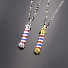 Pendant Necklaces Barber Shop Pole 3D Necklace Luxurious Long Chain Hairdresser Souvenir Collier Jewelry324A