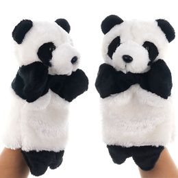 Puppets 25cm Panda Plush Hand Puppet Animal Stuffed Doll Soft Glove Cartoon Role Play Bedtime Story Telling Kid Children Learning Muppet 230919