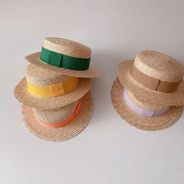 Caps Hats Korean Kids Wheat Straw Hat Summer Boys Girls Beach Hat Big Brim Sun Hat born Accessories 230919