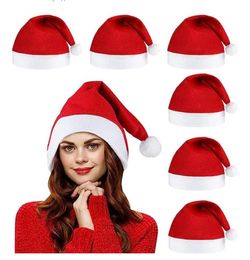 Santa Hat Ultra Soft Plush Cosplay Red Christmas Hats New Year Decoration Adults Kids Xmas Home Garden Party Hats